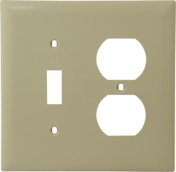Pass & Seymour - 2 Gang, 4-1/2 Inch Long x 4-3/4 Inch Wide, Standard Combination Wall Plate - Industrial Tool & Supply