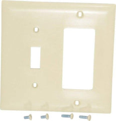 Pass & Seymour - 2 Gang, 4-1/2 Inch Long x 4-3/4 Inch Wide, Standard Combination Wall Plate - One Toggle Switch/One Decorator Switch, Ivory, Nylon - Industrial Tool & Supply