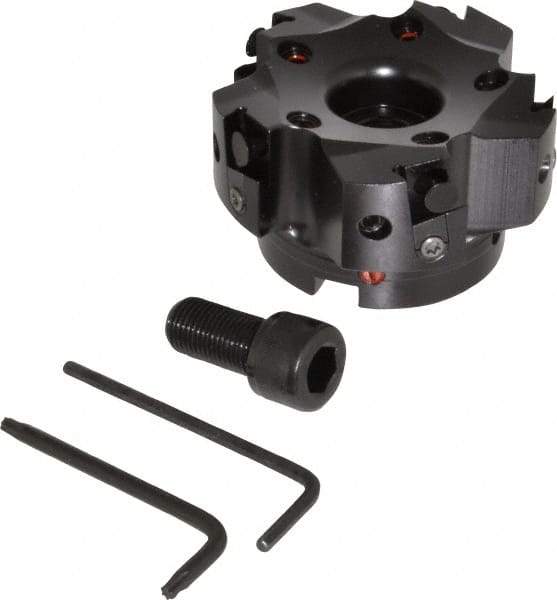 Kennametal - 5 Inserts, 3" Cut Diam, 1" Arbor Diam, 0.394" Max Depth of Cut, Indexable Square-Shoulder Face Mill - 0/90° Lead Angle, 1-3/4" High, BGHX 15L5... Insert Compatibility, Through Coolant, Series Fix-Perfect - Industrial Tool & Supply