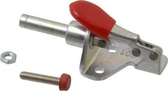 De-Sta-Co - 100 Lb Load Capacity, Flanged Base, Carbon Steel, Standard Straight Line Action Clamp - 3 Mounting Holes, 0.17" Mounting Hole Diam, 1/4" Plunger Diam, Thumb Handle - Industrial Tool & Supply