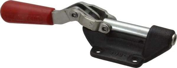 De-Sta-Co - 600 Lb Load Capacity, Flanged Base, Carbon Steel, Standard Straight Line Action Clamp - 4 Mounting Holes, 0.27" Mounting Hole Diam, 0.47" Plunger Diam, Straight Handle - Industrial Tool & Supply