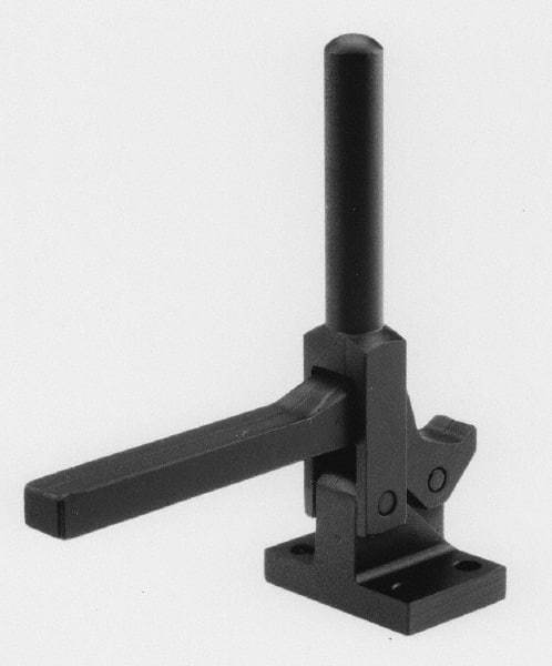 De-Sta-Co - 600 Lb Holding Capacity, Vertical Handle, Manual Hold Down Toggle Clamp - 95° Handle Movement, 95° Bar Opening, Solid Bar, Flanged Base, Electro-Plated Zinc, Carbon Steel - Industrial Tool & Supply