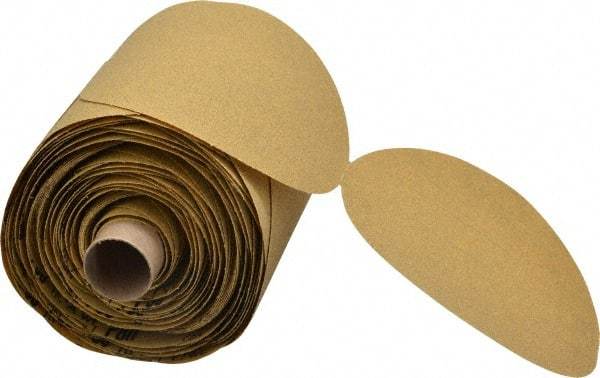 3M - 5" Diam, 80 Grit FEPA, Aluminum Oxide Adhesive PSA Disc - Medium Grade, Gold, A Weighted Backing, Flexible, Use with Random Orbital Sanders - Industrial Tool & Supply