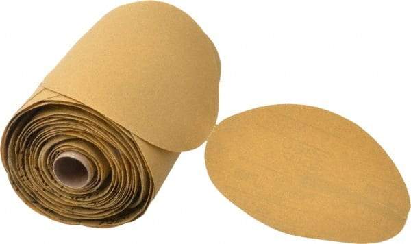 3M - 6" Diam, 100 Grit FEPA, Aluminum Oxide Adhesive PSA Disc - Fine Grade, Gold, A Weighted Backing, Flexible, Use with Random Orbital Sanders - Industrial Tool & Supply