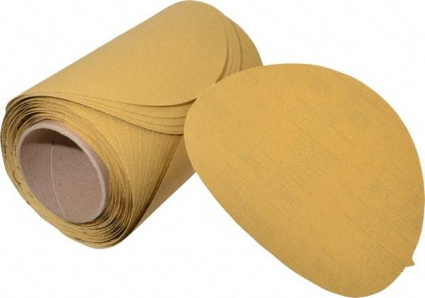 3M - 8" Diam, 180 Grit FEPA, Aluminum Oxide Adhesive PSA Disc - Very Fine Grade, Gold, A Weighted Backing, Flexible, Use with Random Orbital Sanders - Industrial Tool & Supply