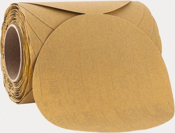 3M - 8" Diam, 120 Grit FEPA, Aluminum Oxide Adhesive PSA Disc - Fine Grade, Gold, A Weighted Backing, Flexible, Use with Random Orbital Sanders - Industrial Tool & Supply