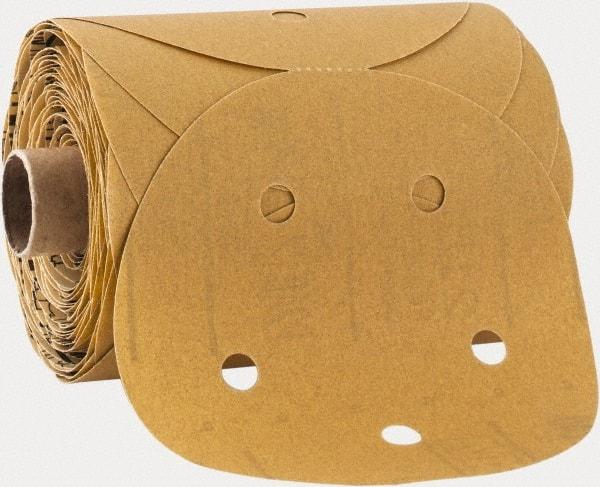 3M - 5" Diam, 240 Grit FEPA, Aluminum Oxide Adhesive PSA Disc - Very Fine Grade, Gold, A Weighted Backing, Flexible, Use with Random Orbital Sanders - Industrial Tool & Supply