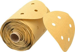 3M - 5" Diam, 100 Grit FEPA, Aluminum Oxide Adhesive PSA Disc - Fine Grade, Gold, A Weighted Backing, Flexible, Use with Random Orbital Sanders - Industrial Tool & Supply