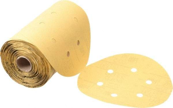 3M - 6" Diam, 400 Grit FEPA, Aluminum Oxide Adhesive PSA Disc - Super Fine Grade, Gold, A Weighted Backing, Flexible, Use with Random Orbital Sanders - Industrial Tool & Supply