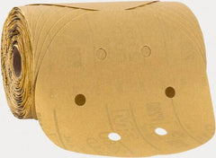 3M - 6" Diam, 280 Grit FEPA, Aluminum Oxide Adhesive PSA Disc - Extra Fine Grade, Gold, A Weighted Backing, Flexible, Use with Random Orbital Sanders - Industrial Tool & Supply