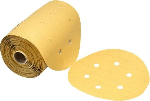 3M - 6" Diam, 220 Grit FEPA, Aluminum Oxide Adhesive PSA Disc - Very Fine Grade, Gold, A Weighted Backing, Flexible, Use with Random Orbital Sanders - Industrial Tool & Supply
