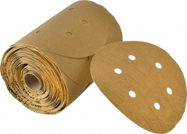 3M - 6" Diam, 100 Grit FEPA, Aluminum Oxide Adhesive PSA Disc - Fine Grade, Gold, A Weighted Backing, Flexible, Use with Random Orbital Sanders - Industrial Tool & Supply