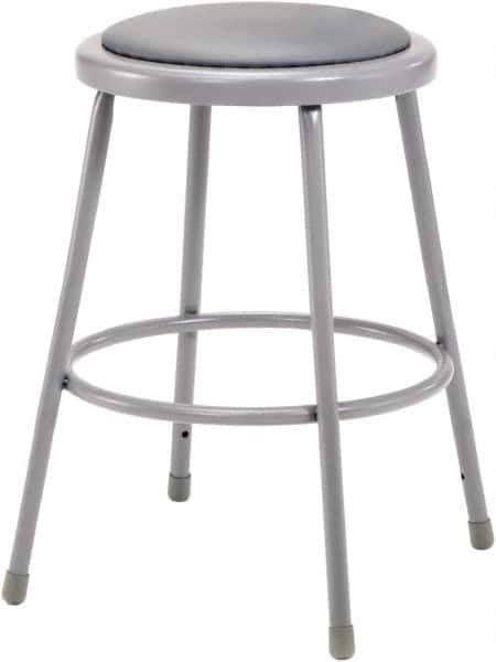 NPS - 24 Inch High, Stationary Fixed Height Stool - 15 Inch Deep x 15 Inch Wide, Vinyl Seat, Grey - Industrial Tool & Supply
