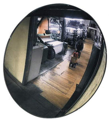PRO-SAFE - Indoor & Outdoor Round Convex Safety, Traffic & Inspection Mirrors - Polycarbonate Lens, Laminated Hardboard Backing, 15" Diam, 15' Max Covered Distance - Industrial Tool & Supply