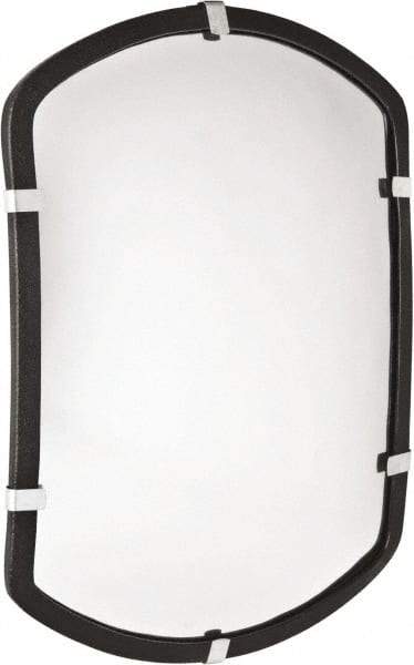 PRO-SAFE - Indoor Rectangular Convex Safety, Traffic & Inspection Mirrors - Acrylic Lens, Laminated Hardboard Backing, 20" High, 28' Max Covered Distance - Industrial Tool & Supply