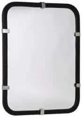 PRO-SAFE - Indoor/Outdoor Rectangular Flat Safety, Traffic & Inspection Mirrors - Acrylic Lens, Laminated Hardboard Backing, 12" High - Industrial Tool & Supply