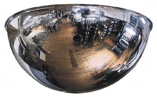 PRO-SAFE - Indoor & Outdoor Full Dome Dome Safety, Traffic & Inspection Mirrors - Acrylic Lens, Steel Backing, 18" Diam, 20' Max Covered Distance - Industrial Tool & Supply