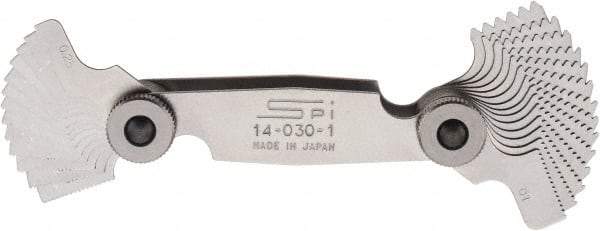 SPI - 28 Leaf, 1/4 to 2.5mm Pitch Range, Steel Screw Pitch Gage - 60° Thread Angle - Industrial Tool & Supply