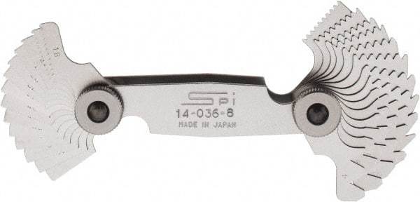SPI - 28 Leaf, 4 to 80 TPI Range, Steel Screw Pitch Gage - 60° Thread Angle - Industrial Tool & Supply