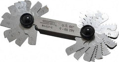 SPI - 30 Leaf, 6 to 60 TPI Range, Steel Screw Pitch Gage - 60° Thread Angle - Industrial Tool & Supply