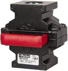 Parker - 1/2" NPT Safety Lockout Valve - 3-Way, 3 Position, Slide Valve, 15.7 CV Rate, 250 Max psi & 175°F Max Temp - Industrial Tool & Supply