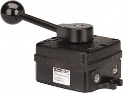 Parker - 1/4" NPT Mechanically Operated Air Valve - 4-Way, 3 Position, Hand Throttle-Manual Return, 2.5 CV Rate, 150 Max psi & 160°F Max Temp - Industrial Tool & Supply