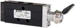 Parker - 1/8" NPT Mechanically Operated Air Valve - 4-Way, 2 Position, Toggle, 0.2 CV Rate, 150 Max psi & 175°F Max Temp - Industrial Tool & Supply