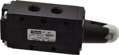 Parker - 0.83 CV Rate, 1/4" NPT Inlet HD Mechanical Oper Valve - 4 Way, 2 Position, 1/4" NPT Outlet, 150 Max psi, Roller Spring Return - Industrial Tool & Supply