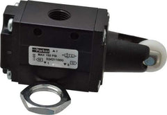 Parker - 0.83 CV Rate, 1/4" NPT Inlet HD Mechanical Oper Valve - 3 Way, 2 Position NC, 1/4" NPT Outlet, 150 Max psi, Roller Spring Return - Industrial Tool & Supply