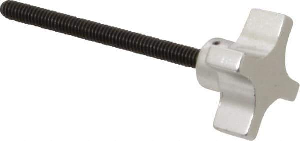 Gibraltar - 1-1/2" Head Diam, 4 Point Lobed Knob - 1/4-20 Stem, Aluminum - Industrial Tool & Supply