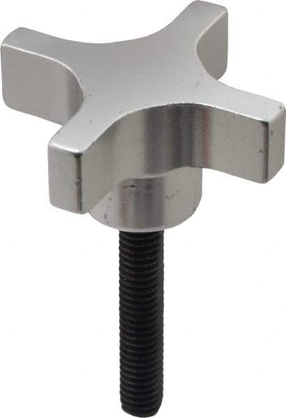 Gibraltar - 2" Head Diam, 4 Point Lobed Knob - 5/16-18 Stem, Aluminum - Industrial Tool & Supply