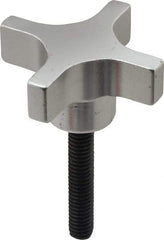 Gibraltar - 2" Head Diam, 4 Point Lobed Knob - 5/16-18 Stem, Aluminum - Industrial Tool & Supply