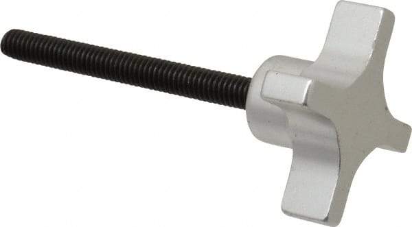 Gibraltar - 2" Head Diam, 4 Point Lobed Knob - 5/16-18 Stem, Aluminum - Industrial Tool & Supply