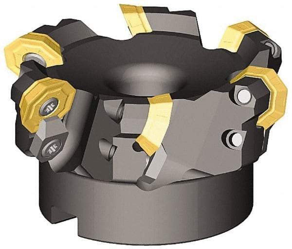 Kennametal - 47° Lead Angle, 1.610" Max Cut Diam, 1-1/4" Min Cut Diam, 0.138" Max Depth of Cut, Indexable Chamfer & Angle End Mill - 3 Inserts, OF.T 53AF.N.. Insert Style, 115.06mm OAL, Straight Shank - Industrial Tool & Supply