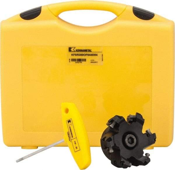 Kennametal - 3" Cut Diam, 1" Arbor Hole, 5mm Max Depth of Cut, 43° Indexable Chamfer & Angle Face Mill - 6 Inserts, OF.T64 Insert, Right Hand Cut, 6 Flutes, Through Coolant, Series KSOM - Industrial Tool & Supply