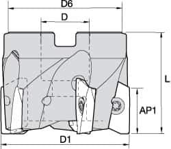 Kennametal - 7 Inserts, 2-1/2" Cut Diam, 3/4" Arbor Diam, 14.22mm Max Depth of Cut, Indexable Square-Shoulder Face Mill - 0/90° Lead Angle, 40mm High, EC14.., EP14.. Insert Compatibility, Through Coolant, Series Mill 1-14 - Industrial Tool & Supply