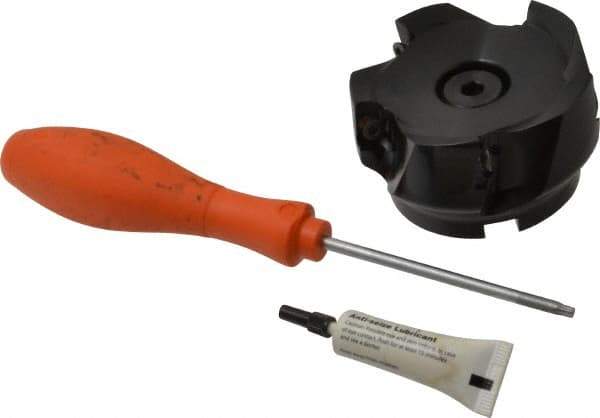 Kennametal - 5 Inserts, 3" Cut Diam, 1" Arbor Diam, 18.03mm Max Depth of Cut, Indexable Square-Shoulder Face Mill - 0/90° Lead Angle, 1-3/4" High, EC18.., EP18.. Insert Compatibility, Through Coolant, Series Mill 1-18 - Industrial Tool & Supply