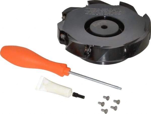 Kennametal - 8 Inserts, 6" Cut Diam, 1-1/2" Arbor Diam, 18.03mm Max Depth of Cut, Indexable Square-Shoulder Face Mill - 0/90° Lead Angle, 2" High, EC18.., EP18.. Insert Compatibility, Through Coolant, Series Mill 1-18 - Industrial Tool & Supply