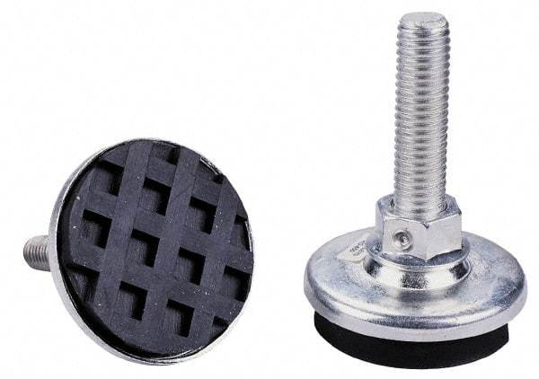 Tech Products - 1/4-20 Bolt Thread, Studded Pivotal Stud Mount Leveling Pad & Mount - 150 Max Lb Capacity, 1-1/2" Base Diam, 1-1/4" Thread Length - Industrial Tool & Supply