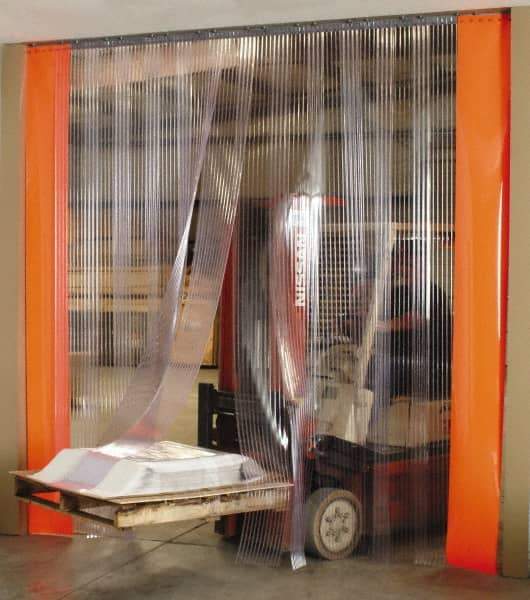 Aleco - 7' Door Width x 10' Door Height PVC Strip Door Kit - 12" Strip Width x 1/8" Strip Thickness, Clear Smooth, 66% Overlap - Industrial Tool & Supply