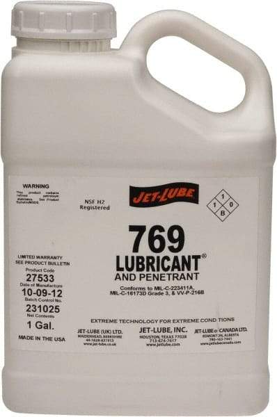 Jet-Lube - 1 Gal Bottle Thin Oily Film Penetrant/Lubricant - Clear Amber, Food Grade - Industrial Tool & Supply