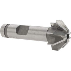 Made in USA - 3/4" Large x 5/16" Small Diam, 3/8" Width of Cut, 90° Included Angle, 8 Teeth, Cobalt Face Angle Cutter - 3/8" Shank Diam, 1-15/16" Overall Length, Weldon Flat - Industrial Tool & Supply