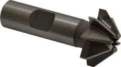 Made in USA - 1" Large x 3/8" Small Diam, 7/16" Width of Cut, 90° Included Angle, 8 Teeth, Cobalt Face Angle Cutter - 1/2" Shank Diam, 2-3/16" Overall Length, Weldon Flat - Industrial Tool & Supply