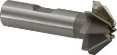 Made in USA - 1" Large x 3/8" Small Diam, 7/16" Width of Cut, 90° Included Angle, 8 Teeth, High Speed Steel Face Angle Cutter - 1/2" Shank Diam, 2-3/16" Overall Length, Weldon Flat - Industrial Tool & Supply