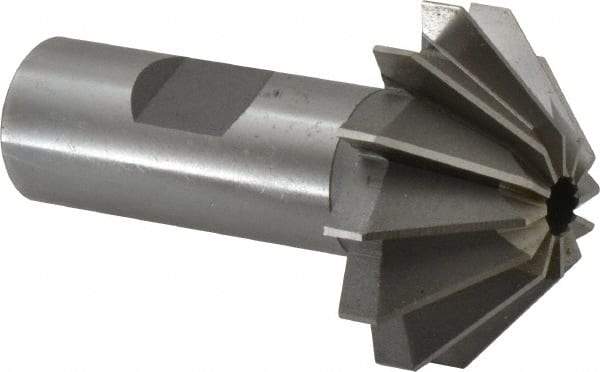 Made in USA - 1-5/8" Large x 5/8" Small Diam, 11/16" Width of Cut, 90° Included Angle, 12 Teeth, High Speed Steel Face Angle Cutter - 3/4" Shank Diam, 2-11/16" Overall Length, Weldon Flat - Industrial Tool & Supply