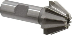 Made in USA - 1-1/4" Large x 1/2" Small Diam, 25/32" Width of Cut, 60° Included Angle, 10 Teeth, Cobalt Face Angle Cutter - 5/8" Shank Diam, 2-21/32" Overall Length, Weldon Flat - Industrial Tool & Supply