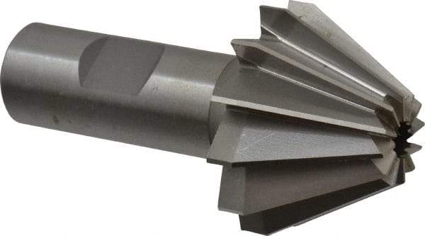 Made in USA - 1-5/8" Large x 5/8" Small Diam, 1-1/16" Width of Cut, 60° Included Angle, 12 Teeth, Cobalt Face Angle Cutter - 3/4" Shank Diam, 3-1/16" Overall Length, Weldon Flat - Industrial Tool & Supply
