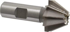 Made in USA - 1-1/4" Large x 1/2" Small Diam, 25/32" Width of Cut, 60° Included Angle, 10 Teeth, High Speed Steel Face Angle Cutter - 5/8" Shank Diam, 2-21/32" Overall Length, Weldon Flat - Industrial Tool & Supply