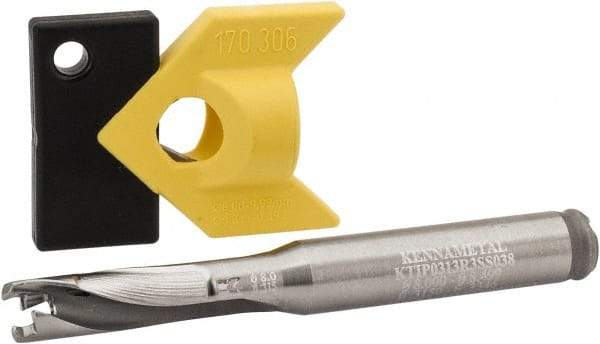 Kennametal - 7.94 to 8.49mm Diam, 3xD, 25.4mm Max Depth, 3/8" Shank Diam, 32.77mm Flute, 79.38mm OAL, Replaceable Tip Drill - KTIP03125HP Insert, F Seat Size, Series KenTIP - Industrial Tool & Supply