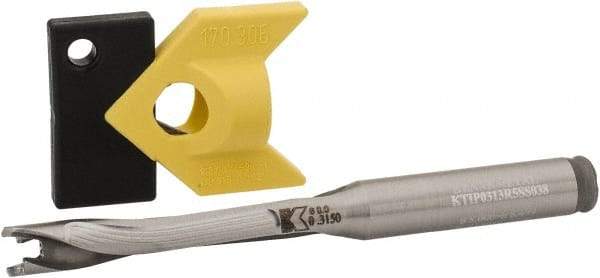 Kennametal - 7.94 to 8.49mm Diam, 5xD, 42.42mm Max Depth, 3/8" Shank Diam, 2.05" Flute, 98.43mm OAL, Replaceable Tip Drill - KTIP03125HP Insert, F Seat Size, Series KenTIP - Industrial Tool & Supply